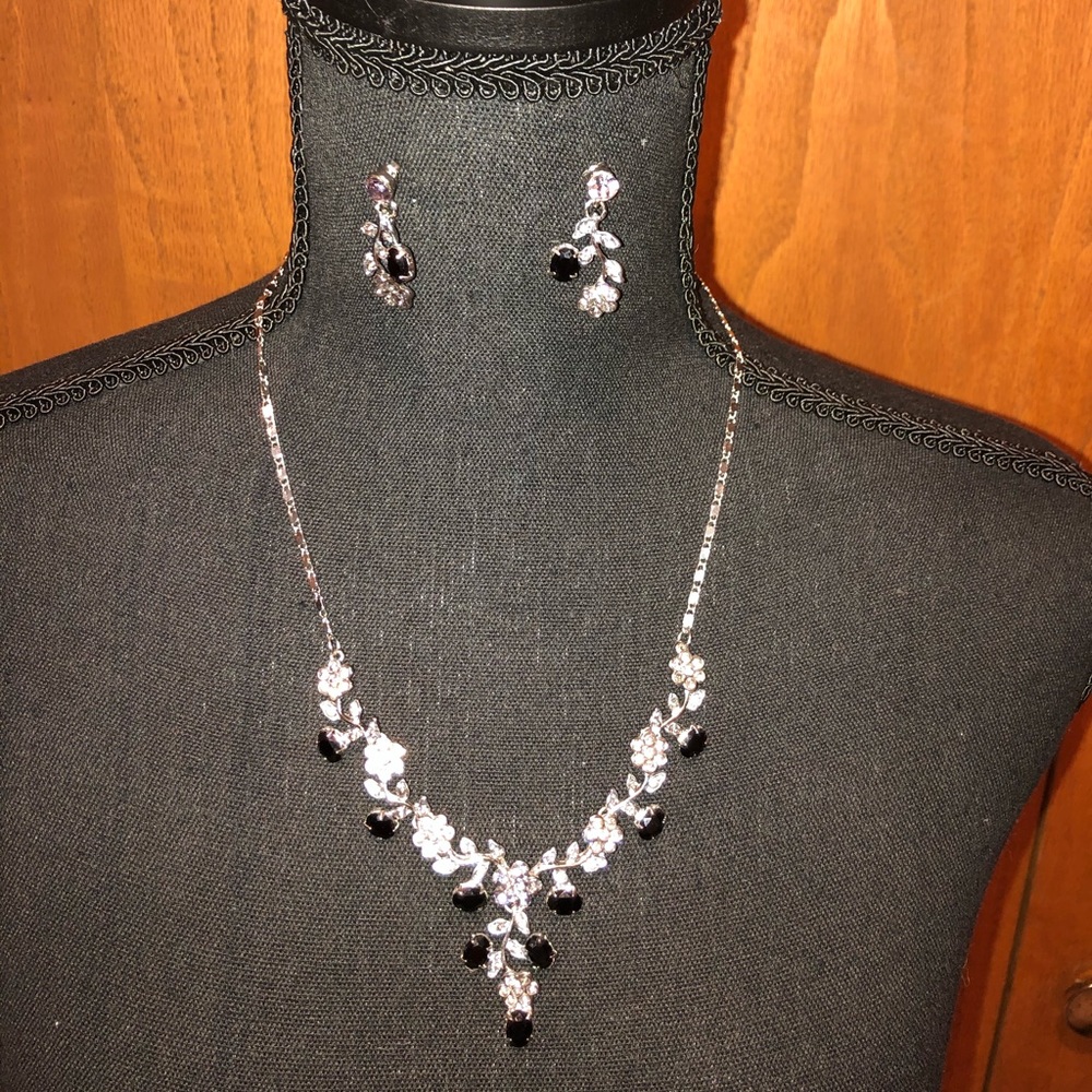 Fashion black necklace and earrings